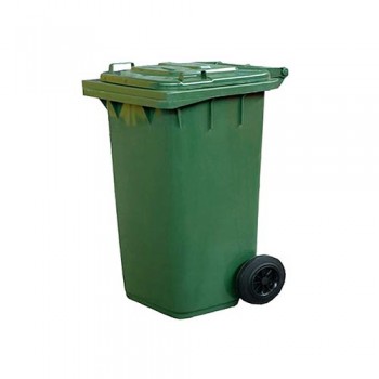 Бак для мусора с крышкой, на двух колёсах, 120 литров. зелёный. 