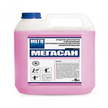 Средство для очистки и дезинфекции сантехники и кафельной плитки концентрированное Мегасан 5 л